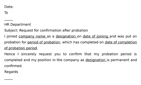 confirmation letter for probation staff